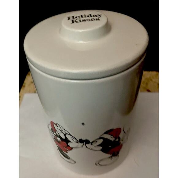 Disney White Mickey And Minnie Mouse Christmas Ceramic Canister - Picture 2 of 10